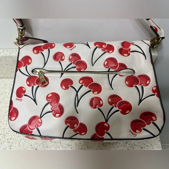 Coach White and Red Cherry Print Shoulder Bag - Picture 2 of 5